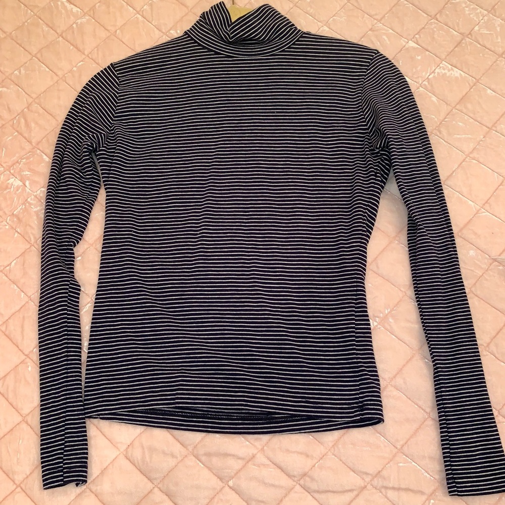 Brandy Melville blue and white striped turtleneck.
